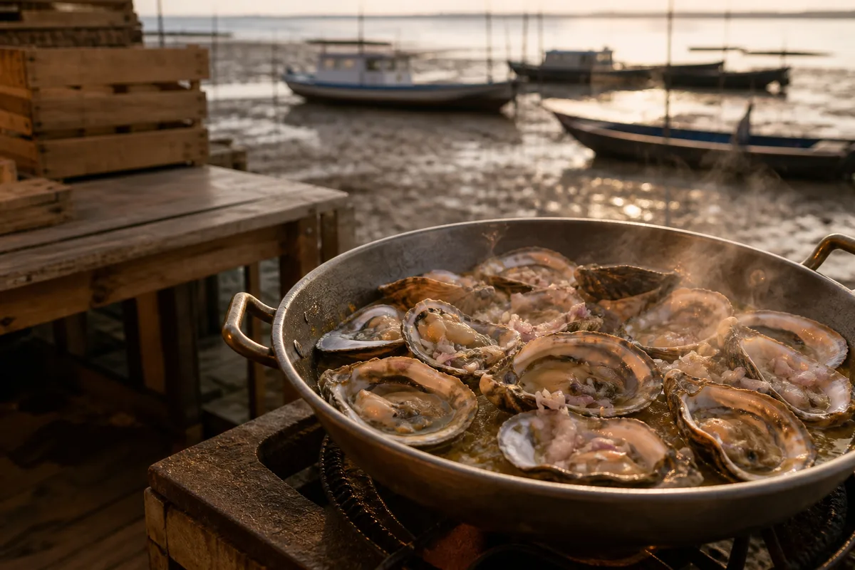 Casserole de coquillages ouverts à feu vif avec échalotes et vin blanc
